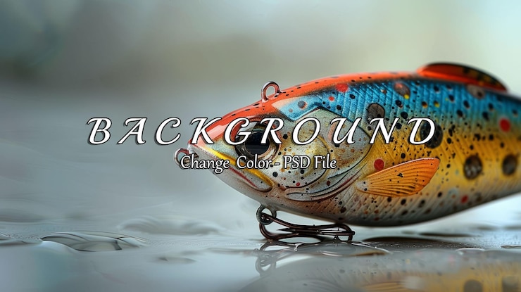 PSD closeup of a colorful fishing lure