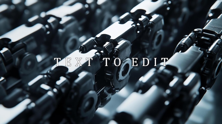 PSD closeup of complex metallic industrial machinery parts