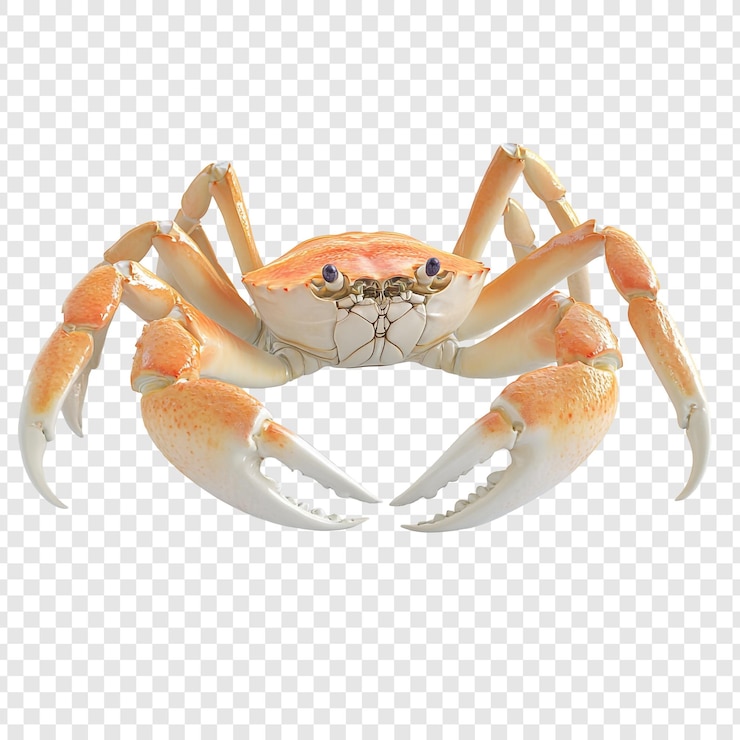 PSD closeup of a crab with its claws extended