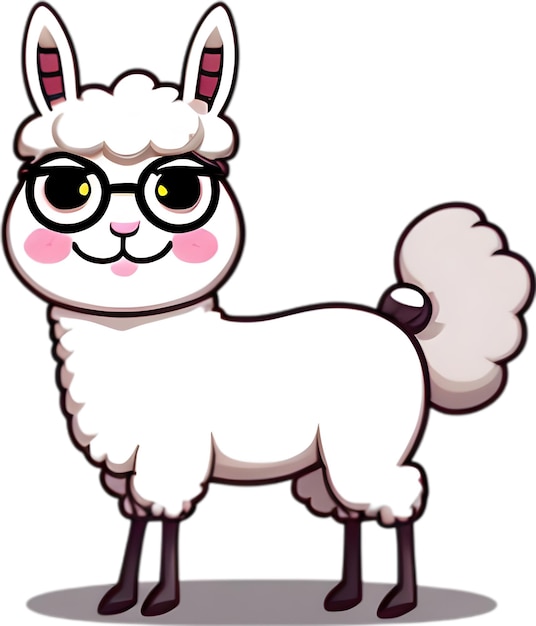 PSD closeup of a cute cartoon llama icon