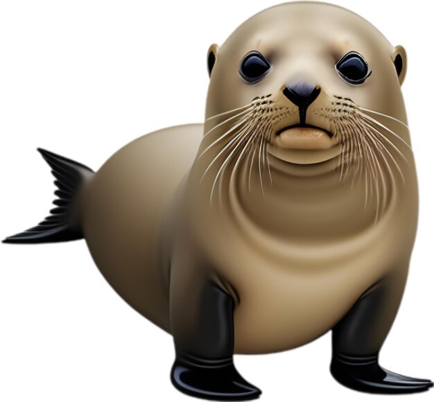 PSD closeup of a cute cartoon sea lions icon