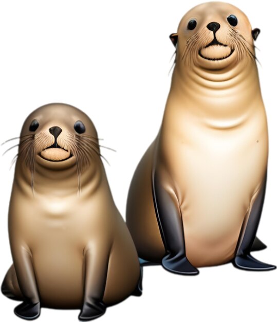 PSD closeup of a cute cartoon sea lions icon