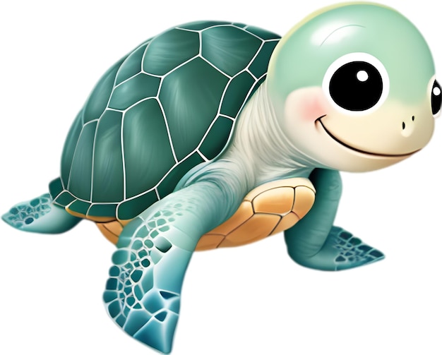 PSD closeup of cute cartoon sea turtle icon