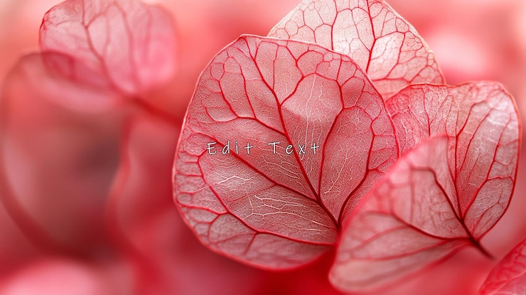 PSD closeup of delicate pink leaves with visible veins