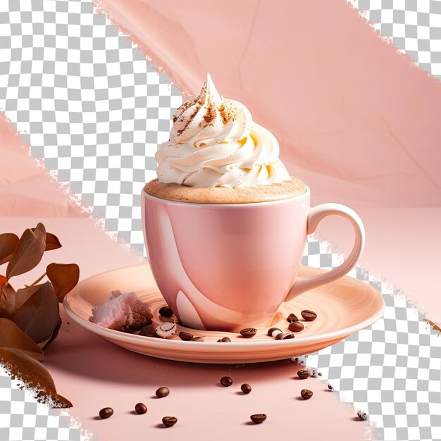 Closeup of dessert and coffee on a transparent background