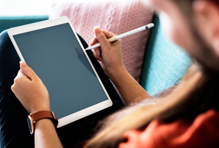 PSD closeup of digital tablet with blank space