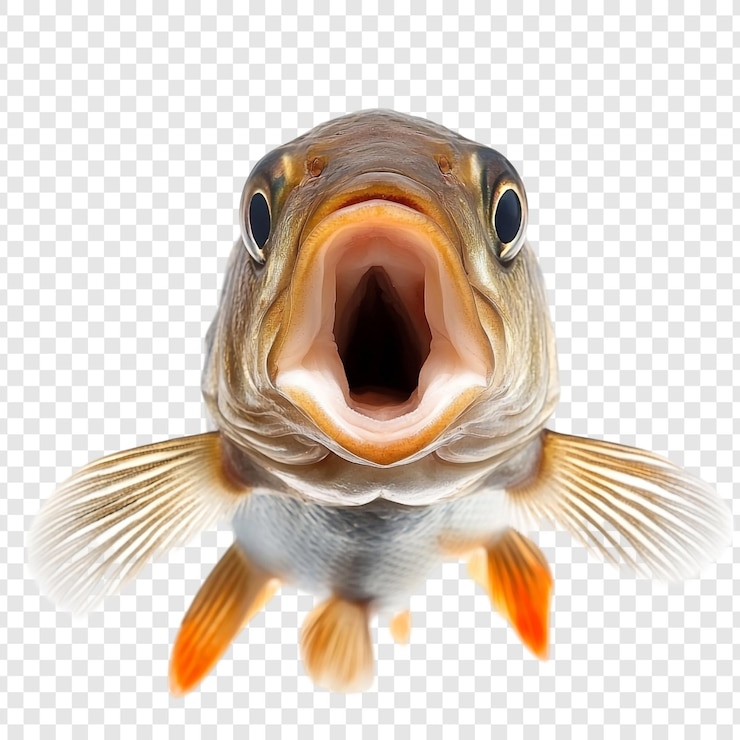 PSD closeup of a fish with its mouth open