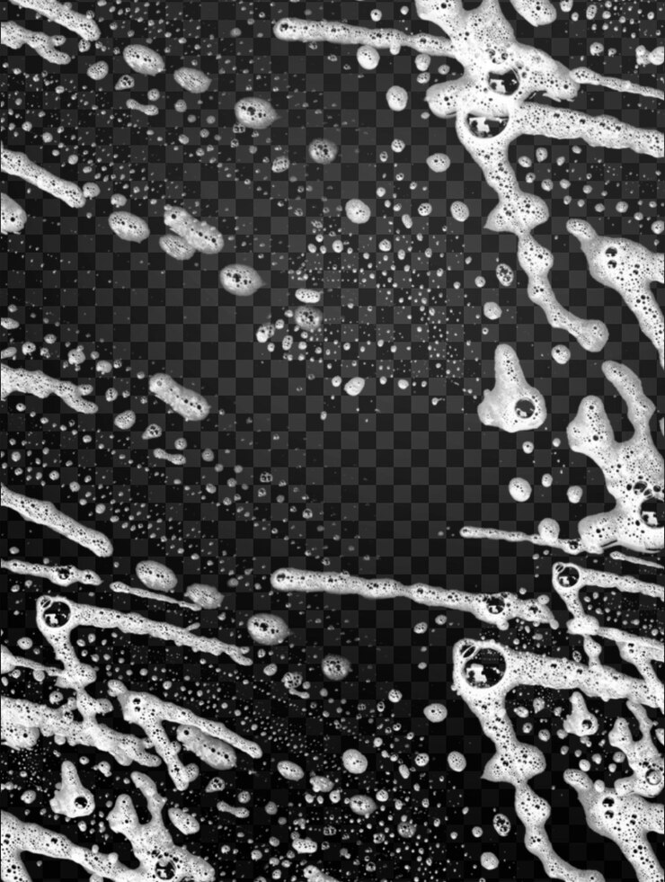 PSD closeup foam skin cleansing on a transparent background