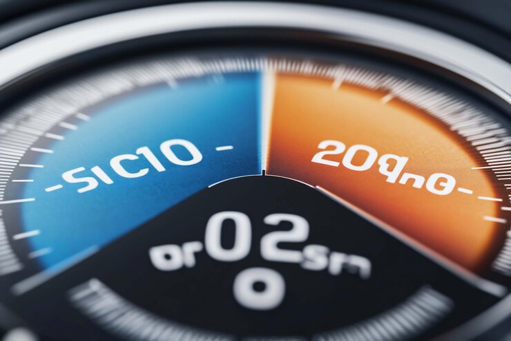 PSD closeup of a gauge showing two levels of oxygen or pressure likely in a medical or industrial setting