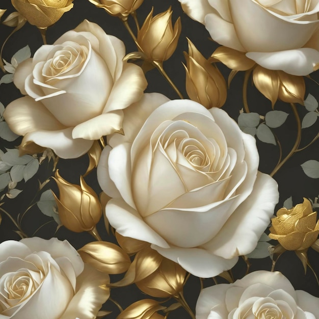 PSD closeup of a gold rose pattern