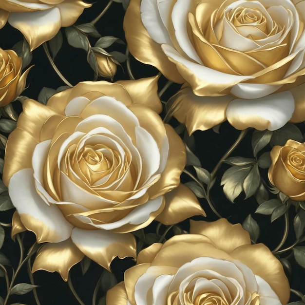 PSD closeup of a gold rose pattern