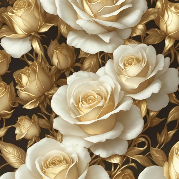 PSD closeup of a gold rose pattern