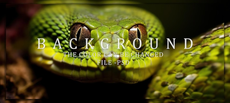 PSD closeup of a green snakes face