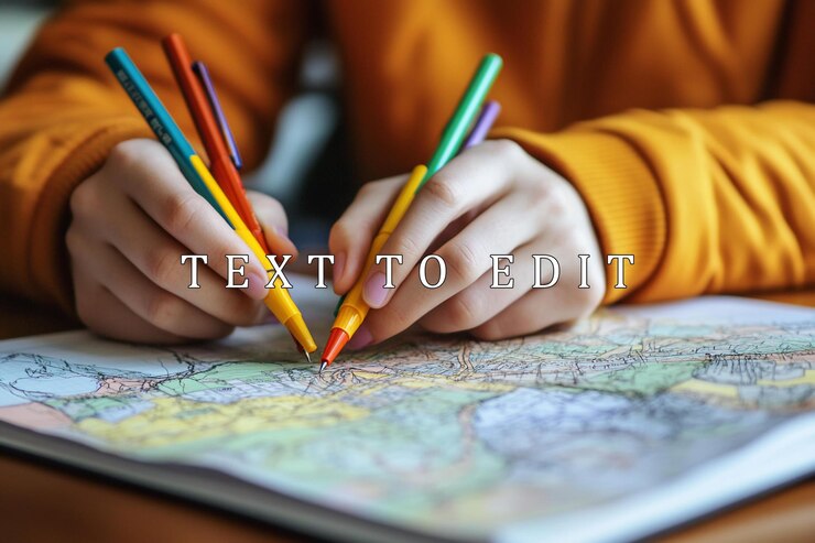 PSD closeup of hands coloring intricate design in adult coloring book with colorful pens