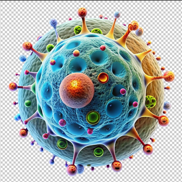 PSD closeup of hivaids virus under microscope