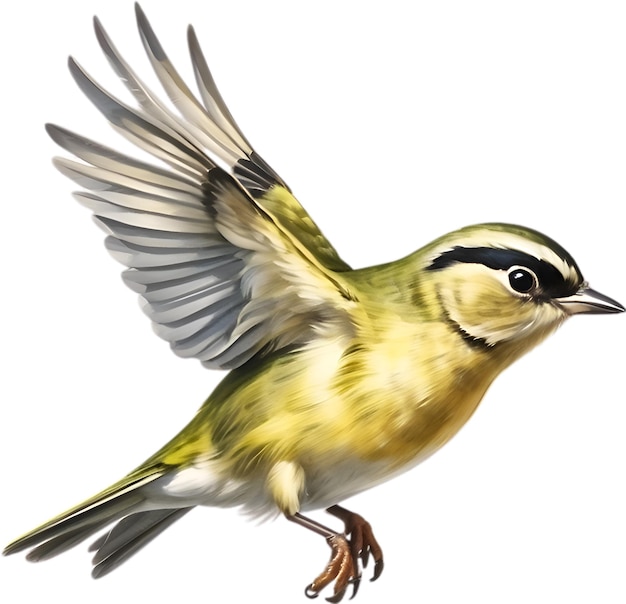 PSD closeup image of a goldcrest bird