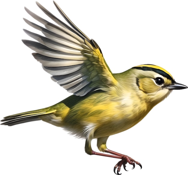 Closeup image of a goldcrest bird