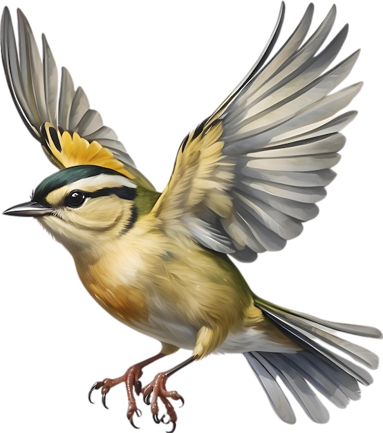 Closeup image of a goldcrest bird