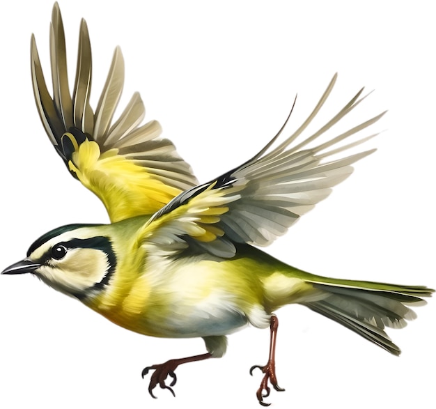 PSD closeup image of a goldcrest bird
