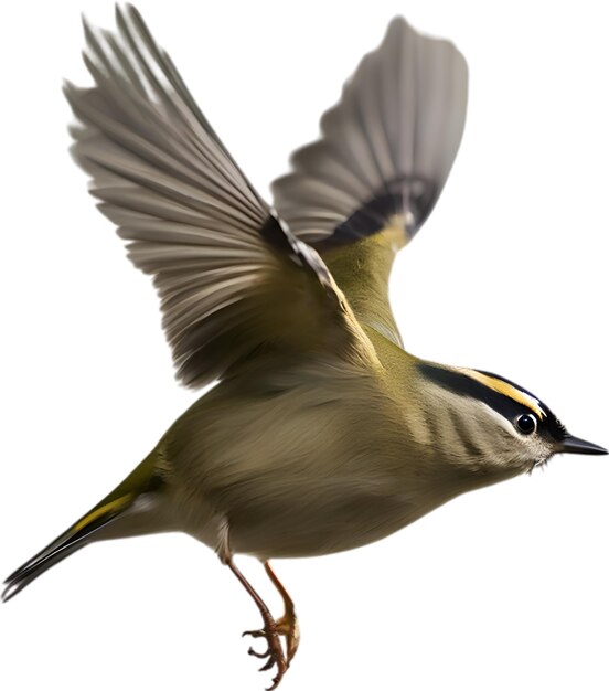 Closeup image of a goldcrest bird