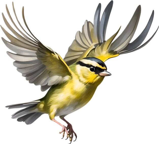 Closeup image of a goldcrest bird