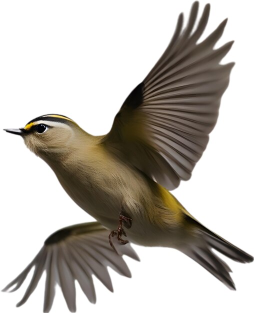 Closeup image of a goldcrest bird