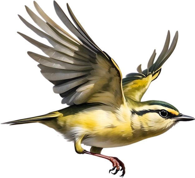 Closeup image of a goldcrest bird