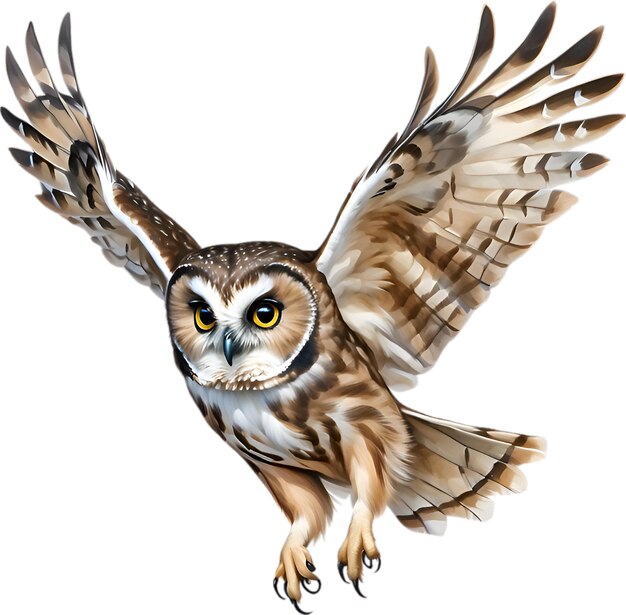 PSD immagine in primo piano di un uccello northern sawwhet owl.