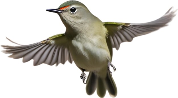 PSD closeup image of a rubycrowned kinglet bird