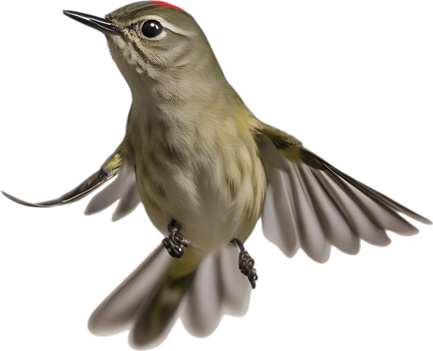 PSD immagine in primo piano di un uccello rubycrowned kinglet.