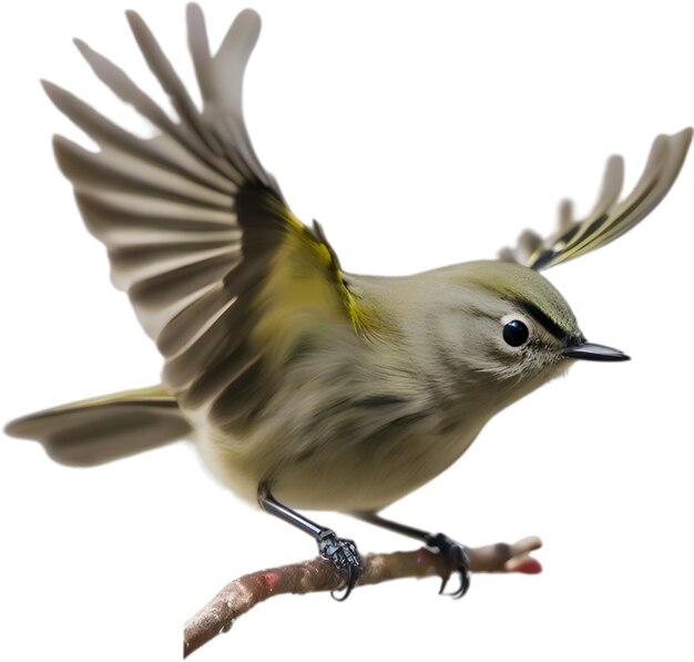 PSD closeup image of a rubycrowned kinglet bird