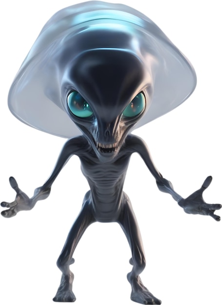 Closeup image of a skinny alien