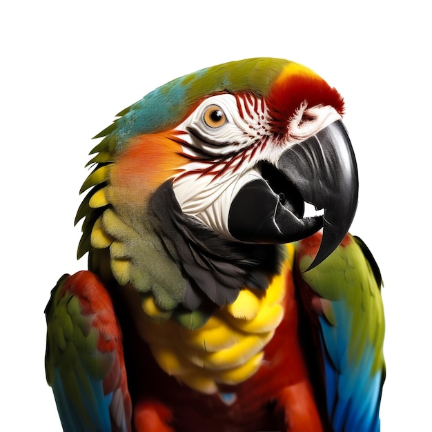 PSD closeup macaw isolated transparent background ai generative