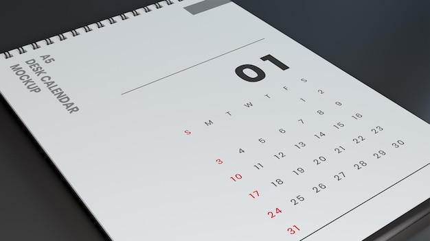 Mockup di calendario minimalista del primo piano