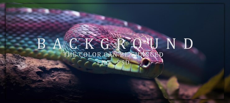 PSD closeup of a multicolored snakes head