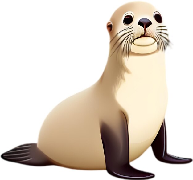 PSD closeup of a cute cartoon sea lions icon