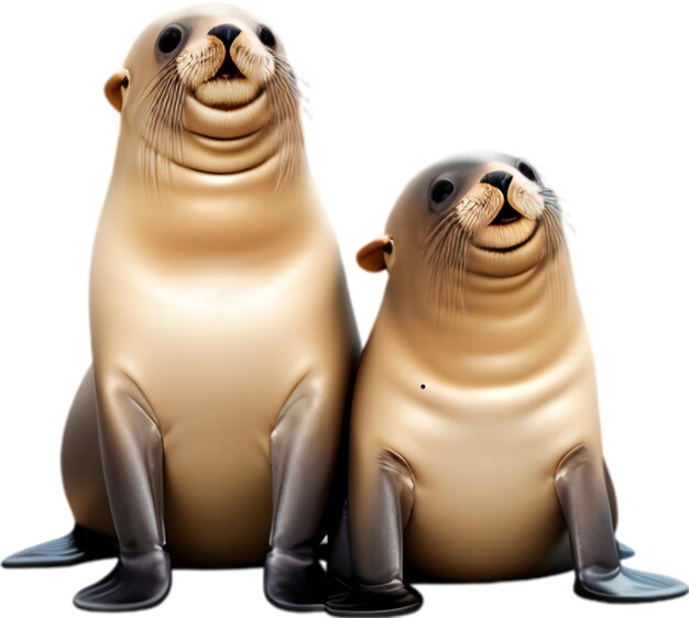 PSD closeup of a cute cartoon sea lions icon