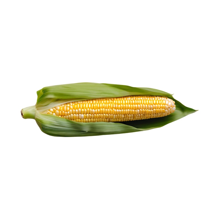 closeup of a single maize grain on a white backdrop
