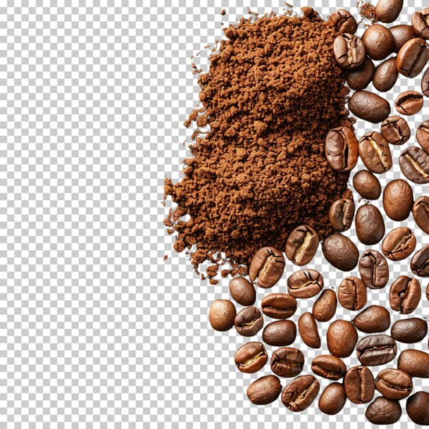 PSD Крупный кадр кофейных зерен международный день кофе изолирован на прозрачном фоне