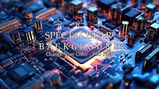 CloseUp of Computer Microprocessor on Circuit Board with Glow