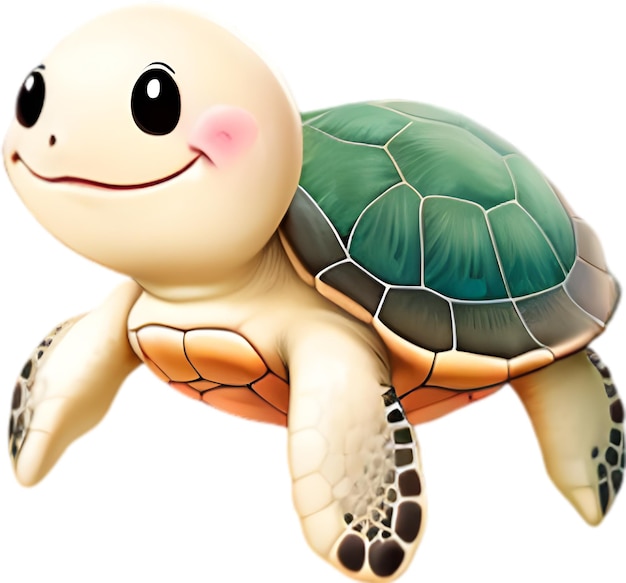 PSD closeup of cute cartoon sea turtle icon