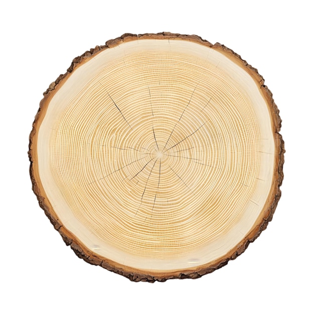 closeup of wooden tree trunk slice with annual growth rings