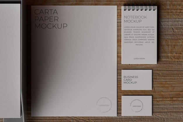 Closeup of office supplies mockup