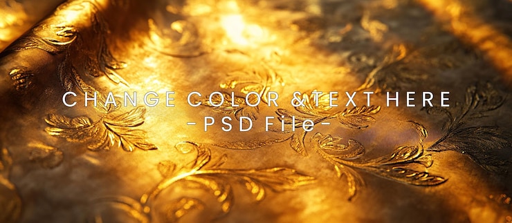PSD a closeup of ornate golden fabric with intricate floral patterns