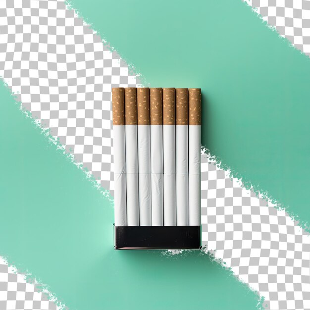 PSD closeup of pack of cigarettes on transparent background selective focus