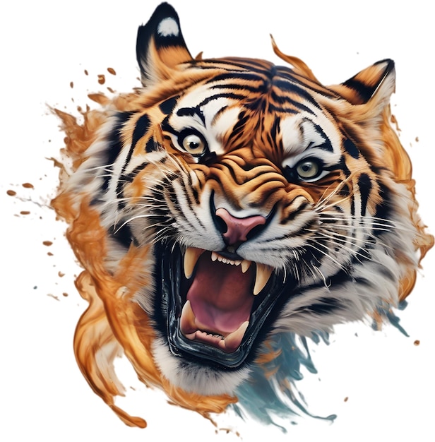 PSD closeup painting of a tiger