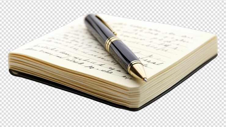 PSD closeup of a pen on a notebook for creative writing and notetaking activities
