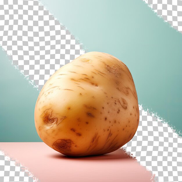 PSD closeup photo of lone potato tuber on a transparent background