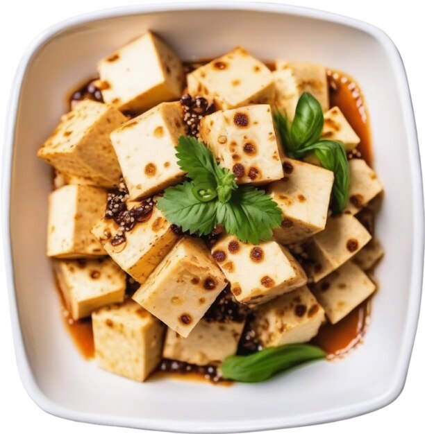 Foto da vicino del cibo al tofu aigenerated