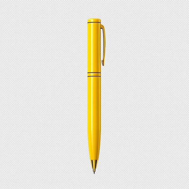 PSD closeup photo of yellow ball pen without background